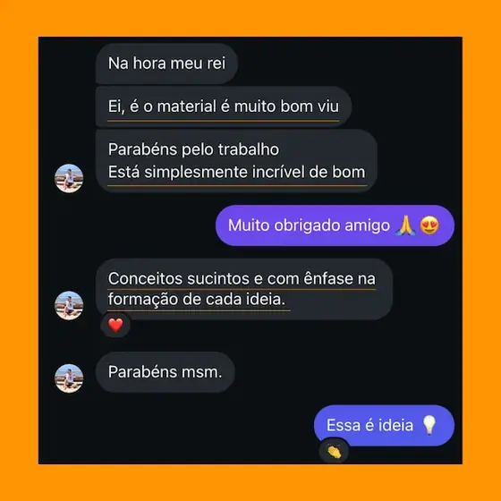 Print de mensagem enviada por aluno sobre o material