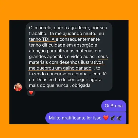 Print de mensagem enviada por aluno sobre o material