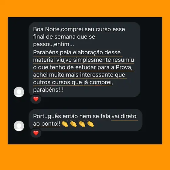Print de mensagem enviada por aluno sobre o material