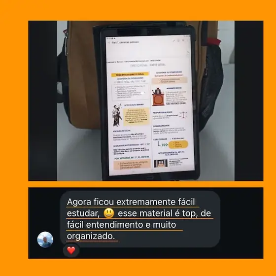 Print de mensagem enviada por aluno sobre o material
