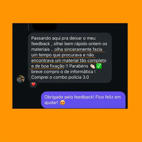 Print de mensagem enviada por aluno sobre o material