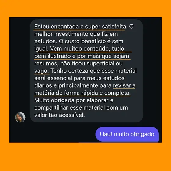 Print de mensagem enviada por aluno sobre o material