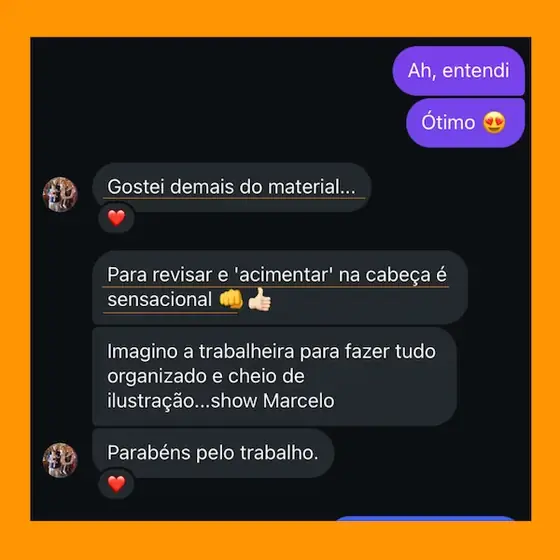 Print de mensagem enviada por aluno sobre o material